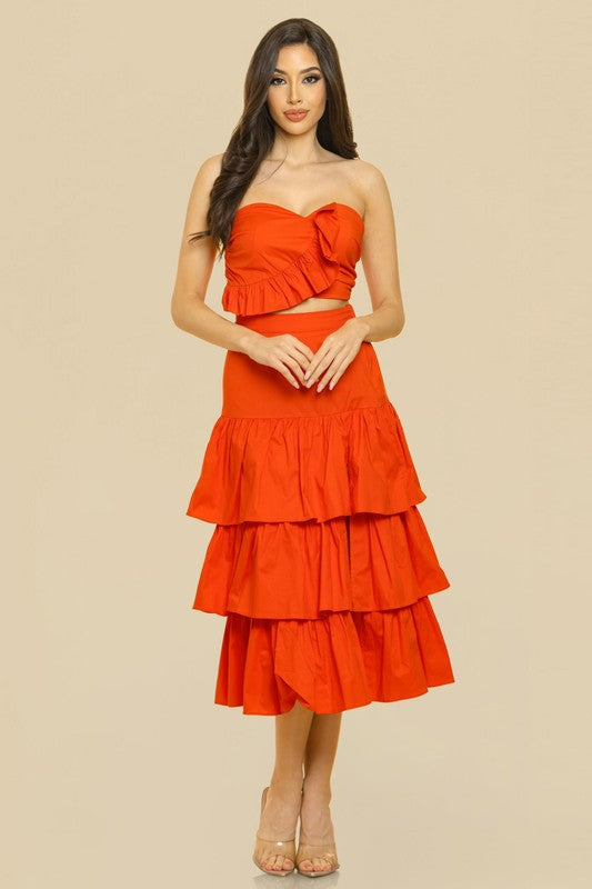 SOLID MAXI RUFFLE SKIRT SETS