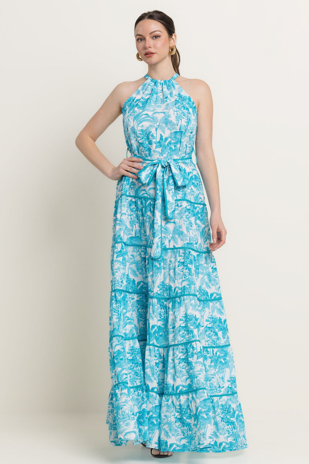 TIERED WITH BINDING MAXI DRESS