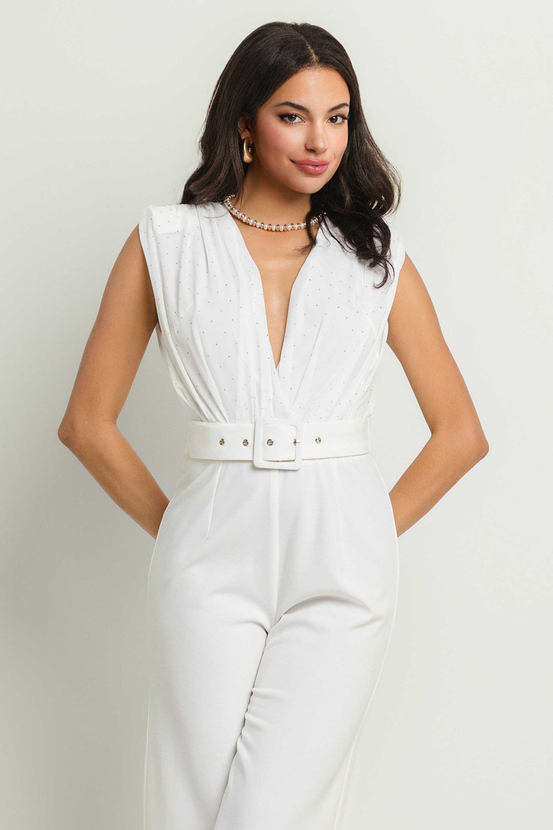 SURPLICE FRONT DROP SHOULDER SLVLESS ROMPER