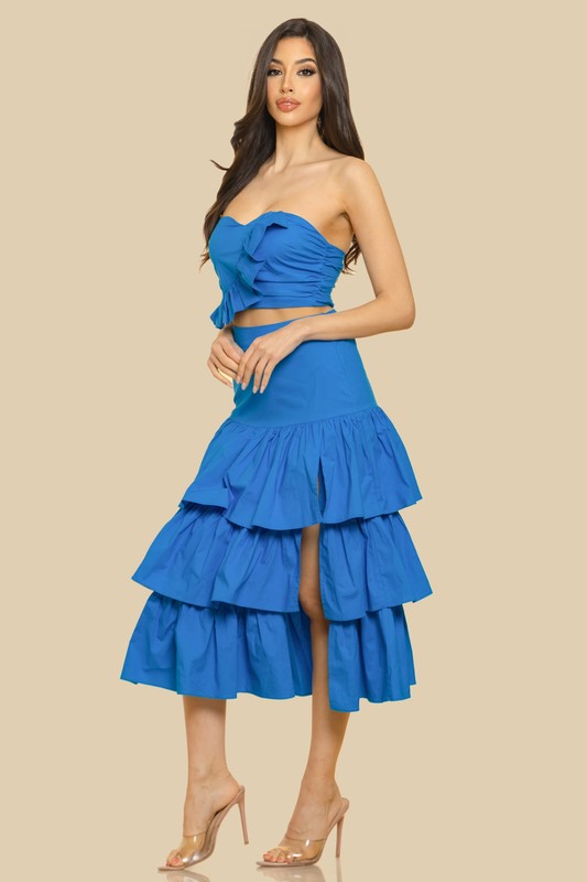 SOLID MAXI RUFFLE SKIRT SETS