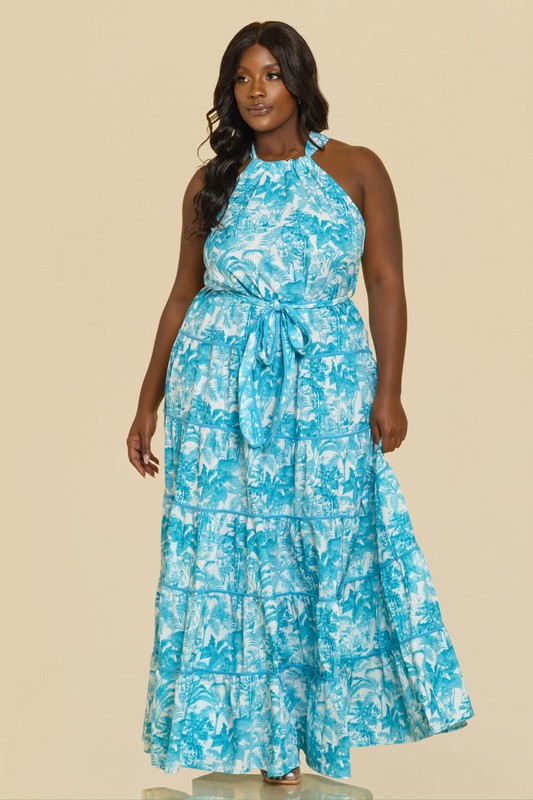 TIERED WITH BINDING MAXI DRESS PLUS SIZE