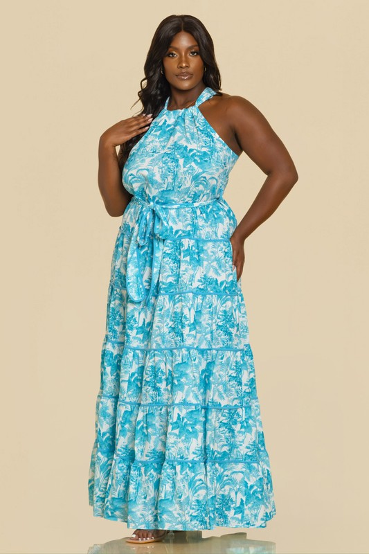 TIERED WITH BINDING MAXI DRESS PLUS SIZE