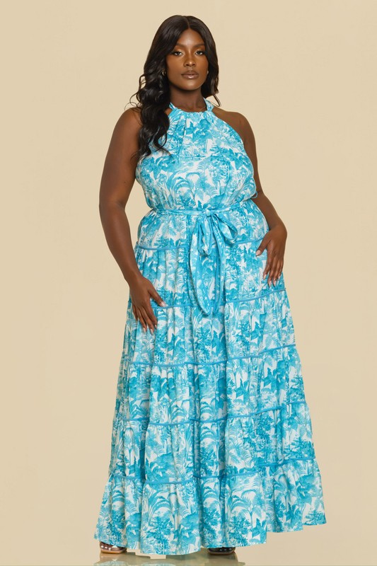 TIERED WITH BINDING MAXI DRESS PLUS SIZE