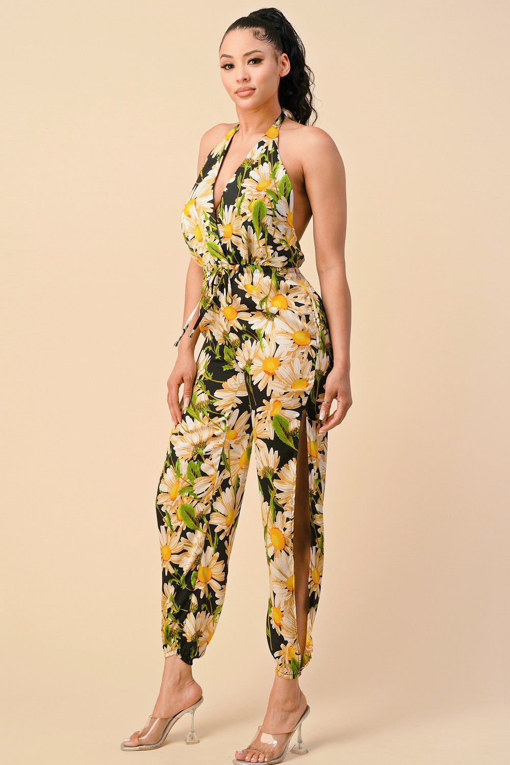 FLOWER PRINT WOVEN JUMPSUIT