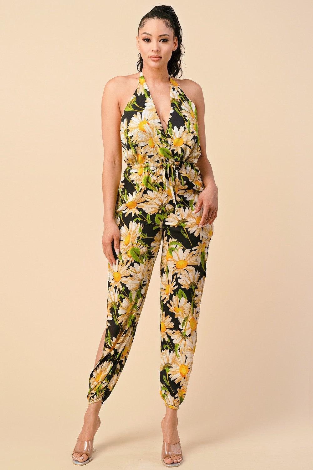 FLOWER PRINT WOVEN JUMPSUIT