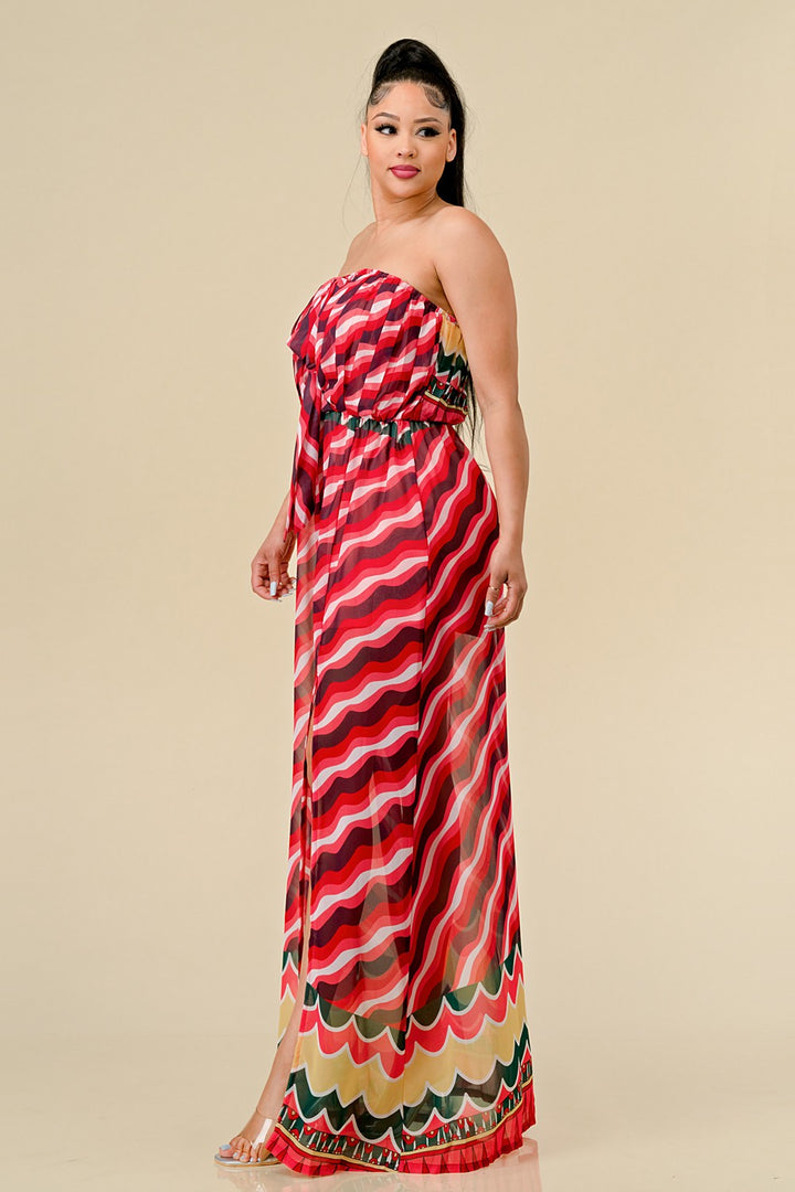 HALTER NECKLINE AND FLOWY MAXI SKIRT