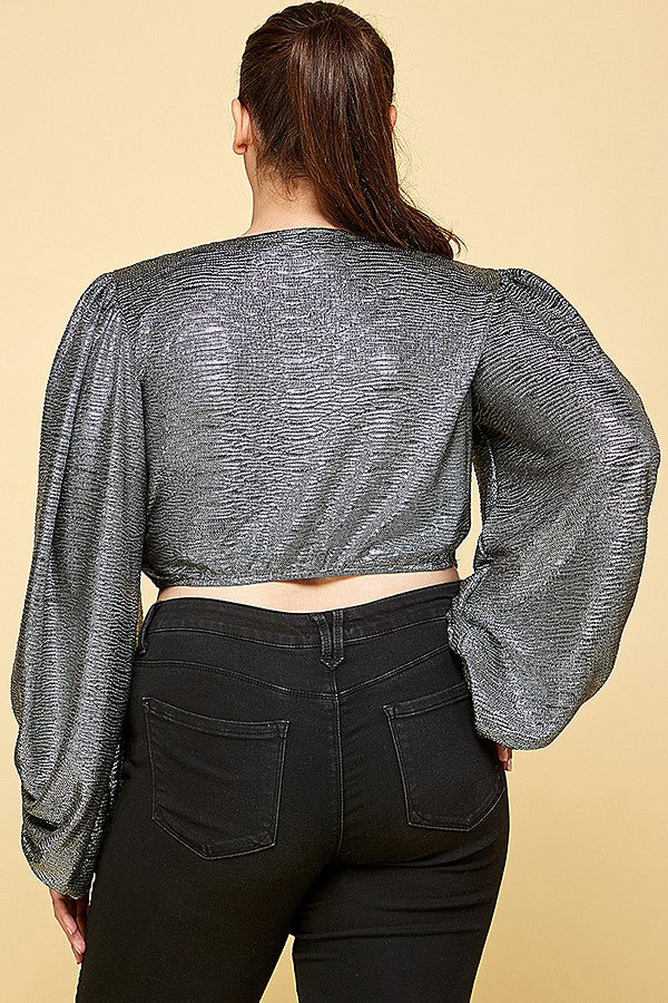 METALIC FOIL CROP BLOUSE