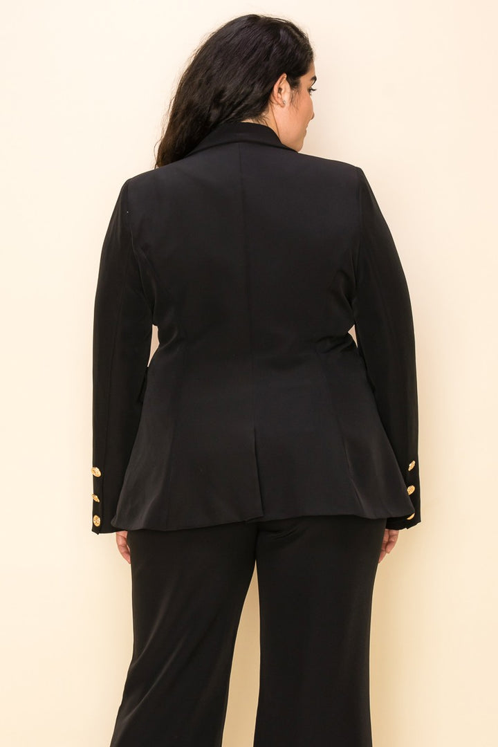 LONG SLEEVE JACKET BLAZER SUIT SET PLUS SIZE