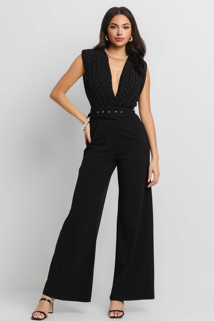 SURPLICE FRONT DROP SHOULDER SLVLESS ROMPER