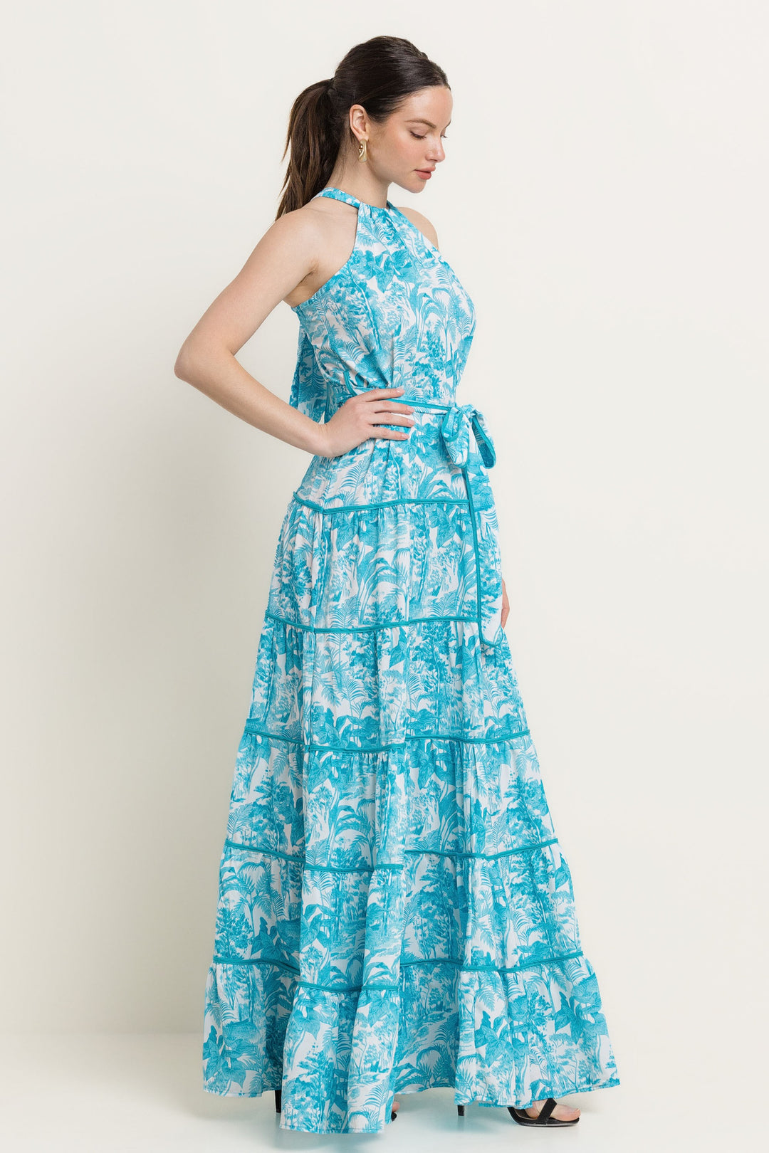 TIERED WITH BINDING MAXI DRESS