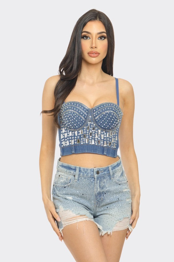 DENIM BUSTIER