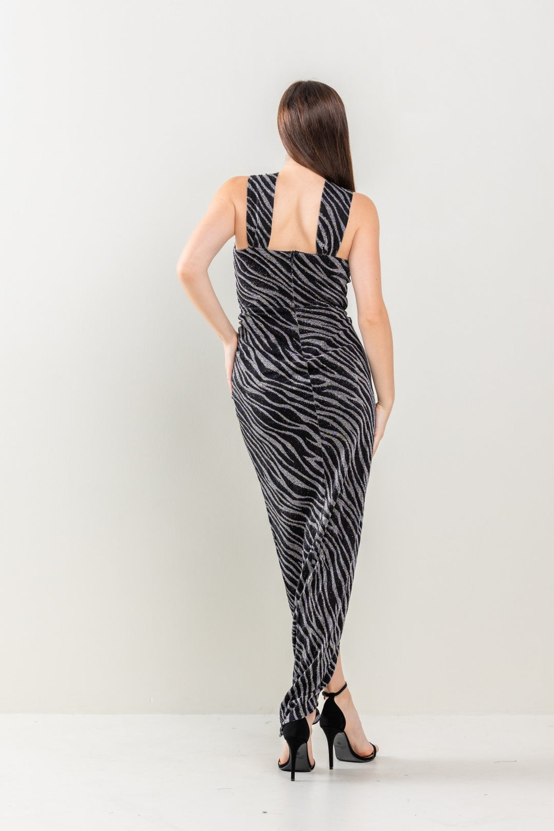 ANIMAL PRINTED SHIMMERY NIGHT DRESS