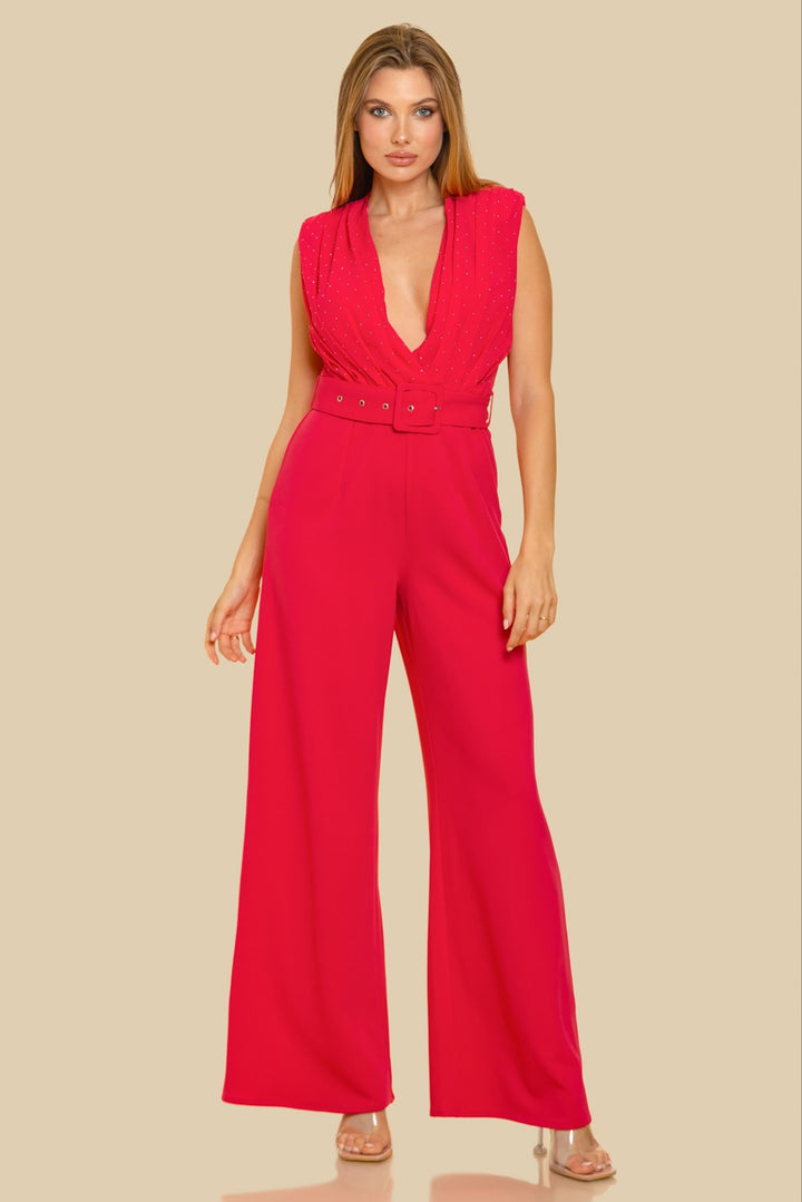 SURPLICE FRONT DROP SHOULDER SLVLESS ROMPER