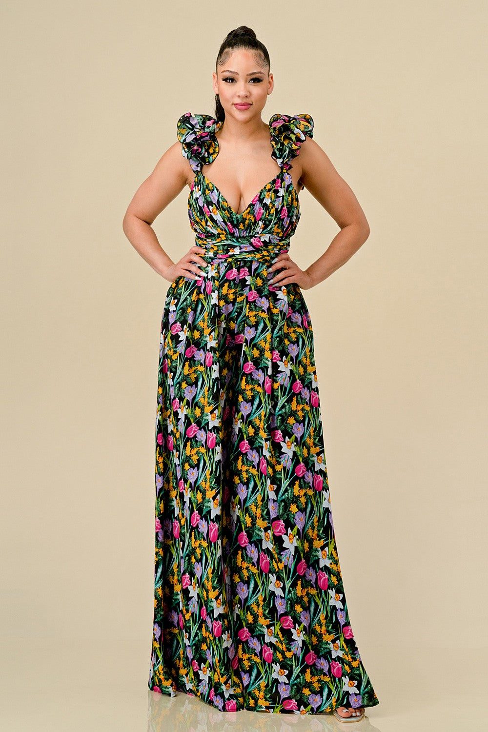 FLOWER PRINTED JUMPSUIT