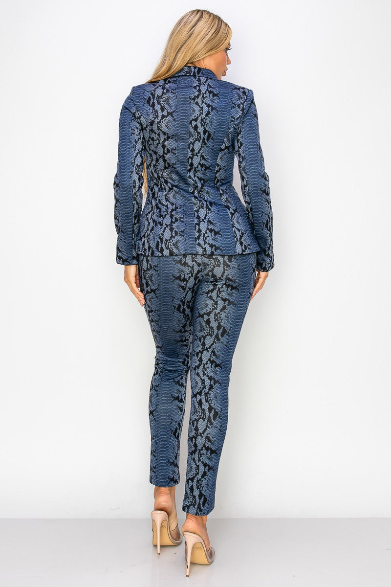 SNAKE PRINTED JACKET WITH PANTS SET