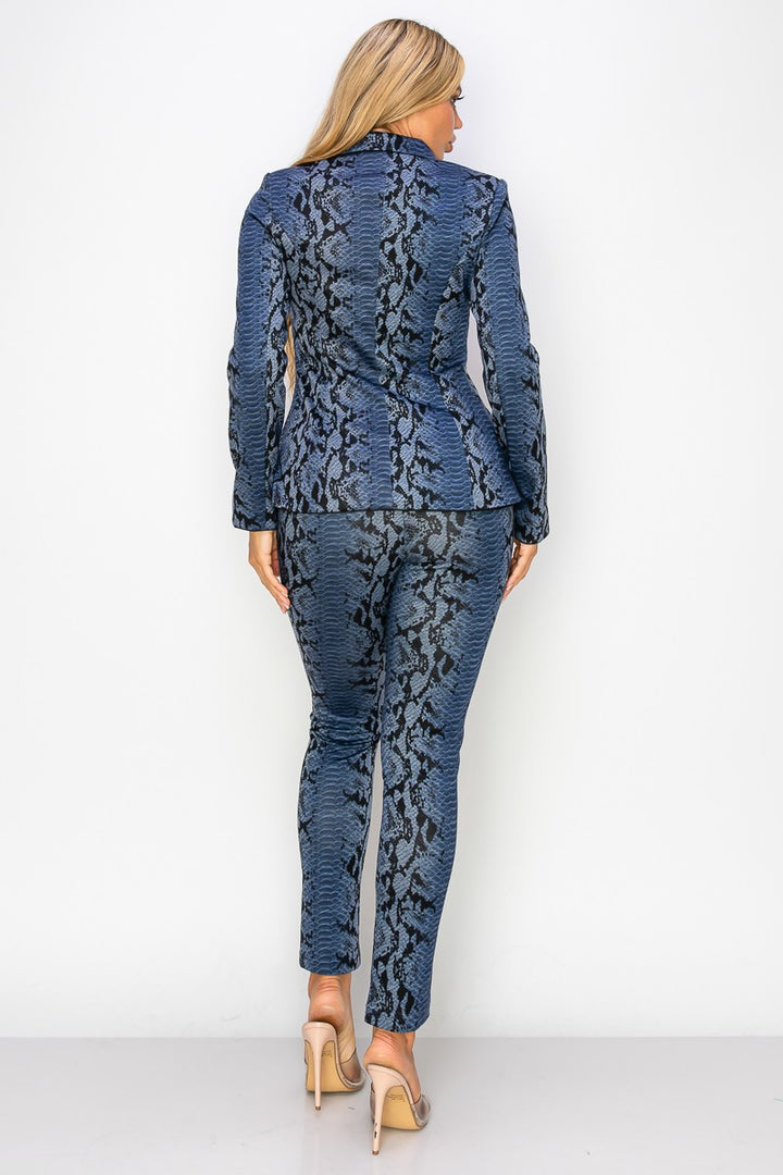 SNAKE PRINTED JACKET WITH PANTS SET