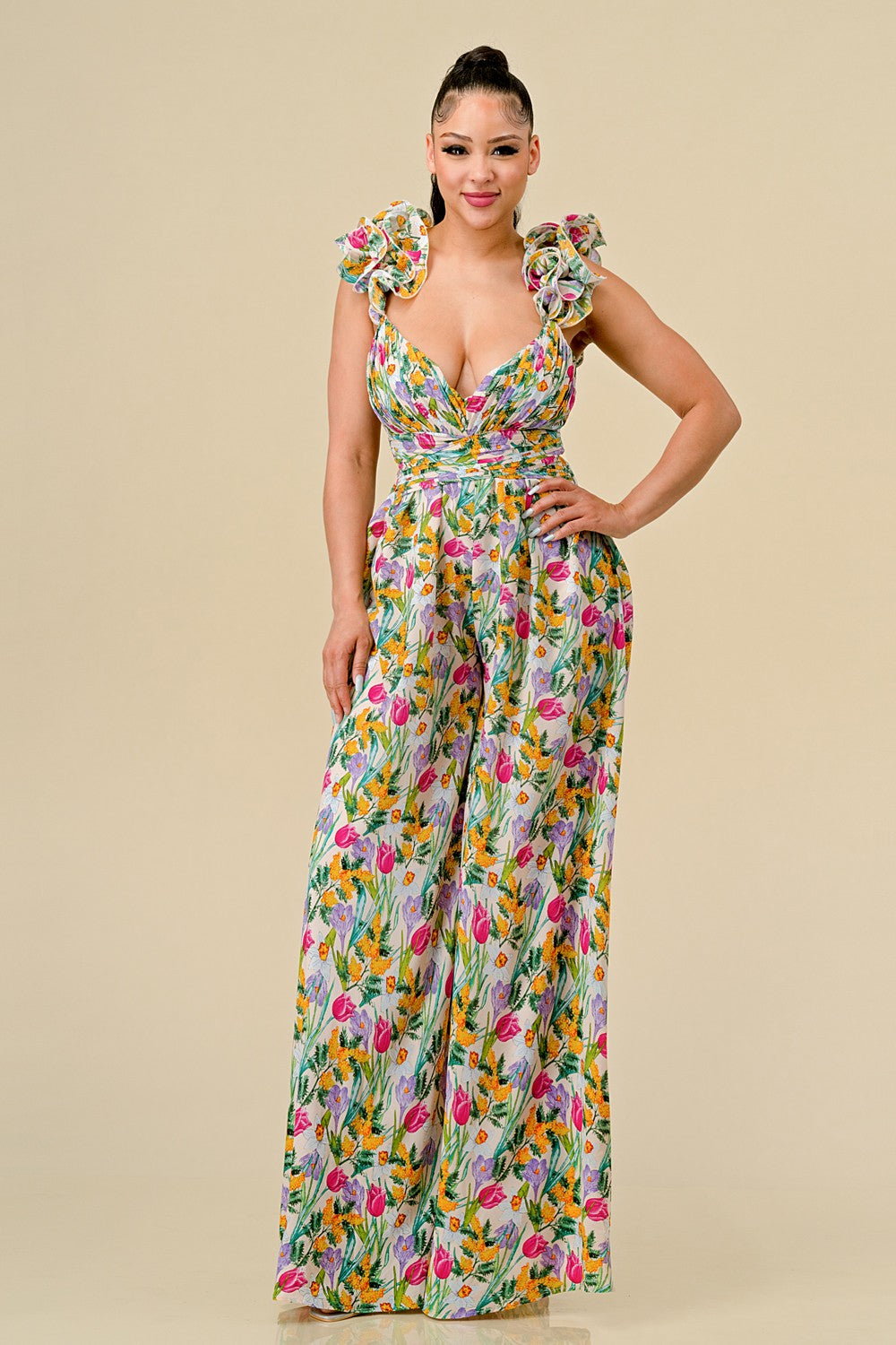 FLOWER PRINTED JUMPSUIT