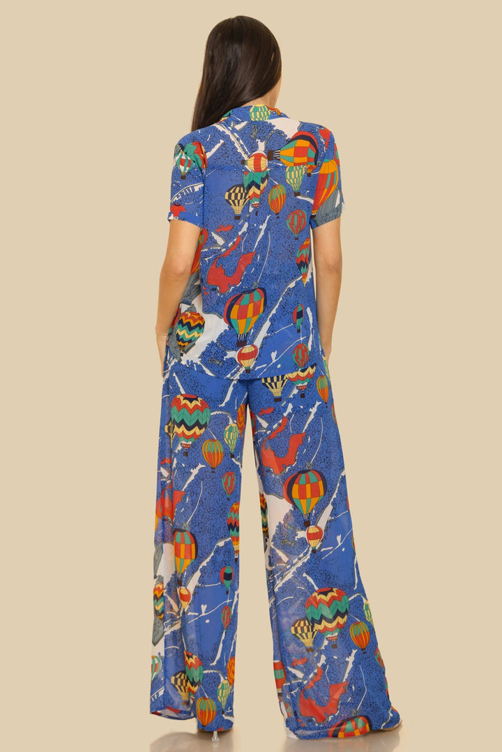 COMIC PRINT FLOWY TOP AND PANTS SET