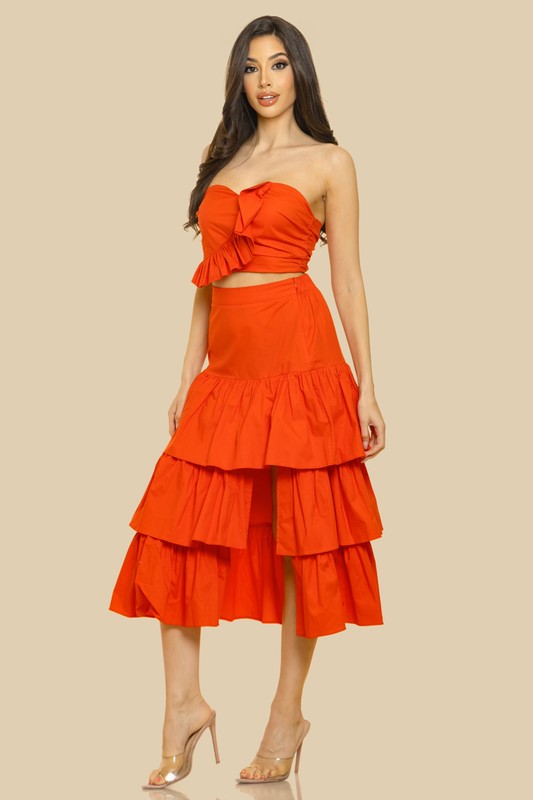 SOLID MAXI RUFFLE SKIRT SETS