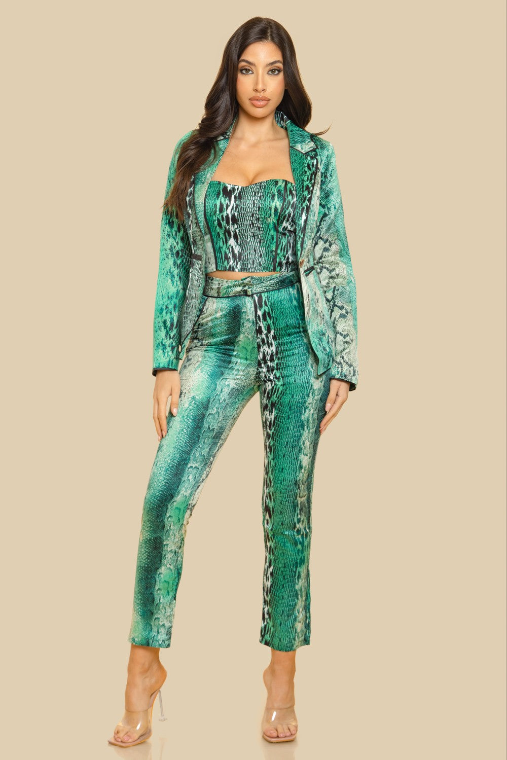 SNAKE PRINT JACKET SET