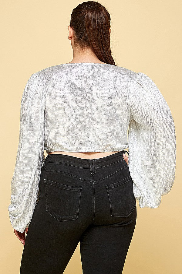 METALIC FOIL CROP BLOUSE