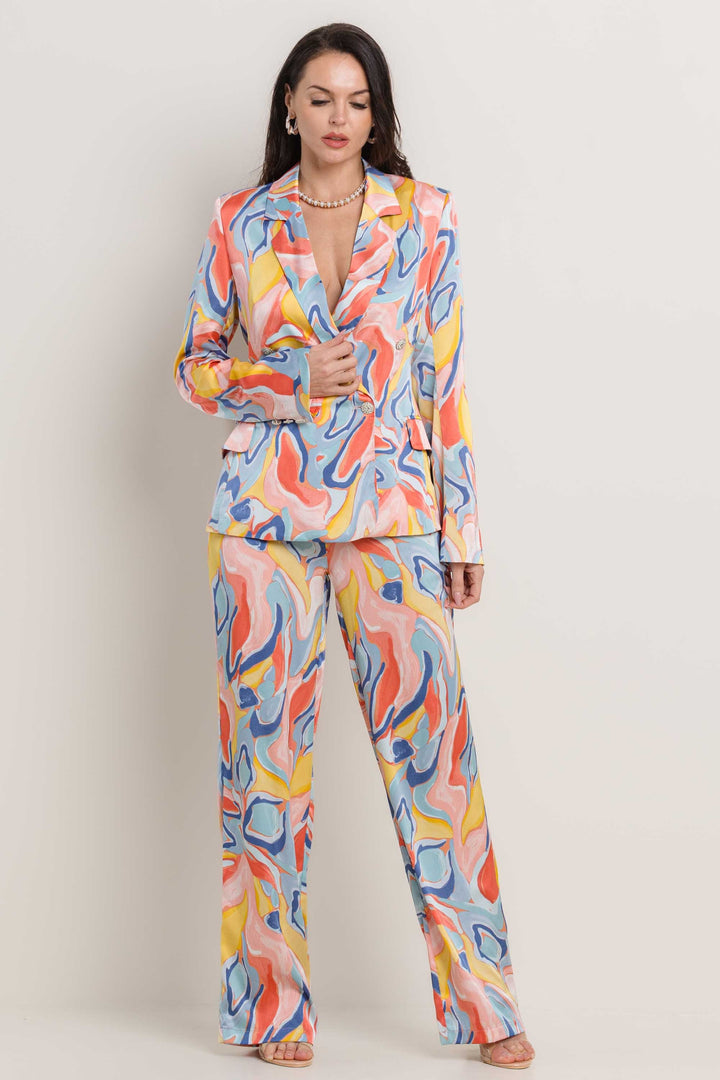 ONE BUTTON PRINTED SUIT SET