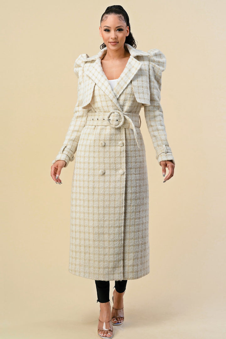 WIDE BELTED TWEED MIDI JACKET