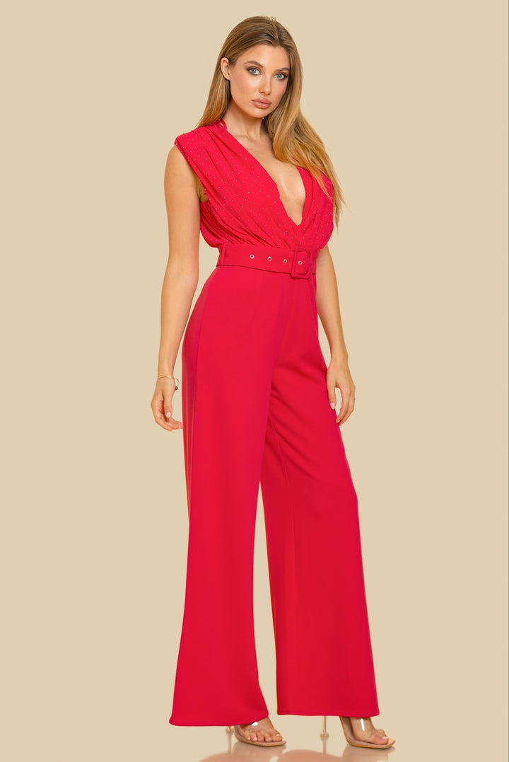 SURPLICE FRONT DROP SHOULDER SLVLESS ROMPER