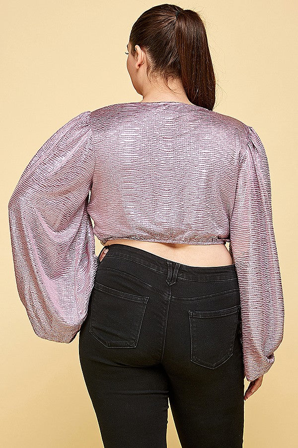 METALIC FOIL CROP BLOUSE