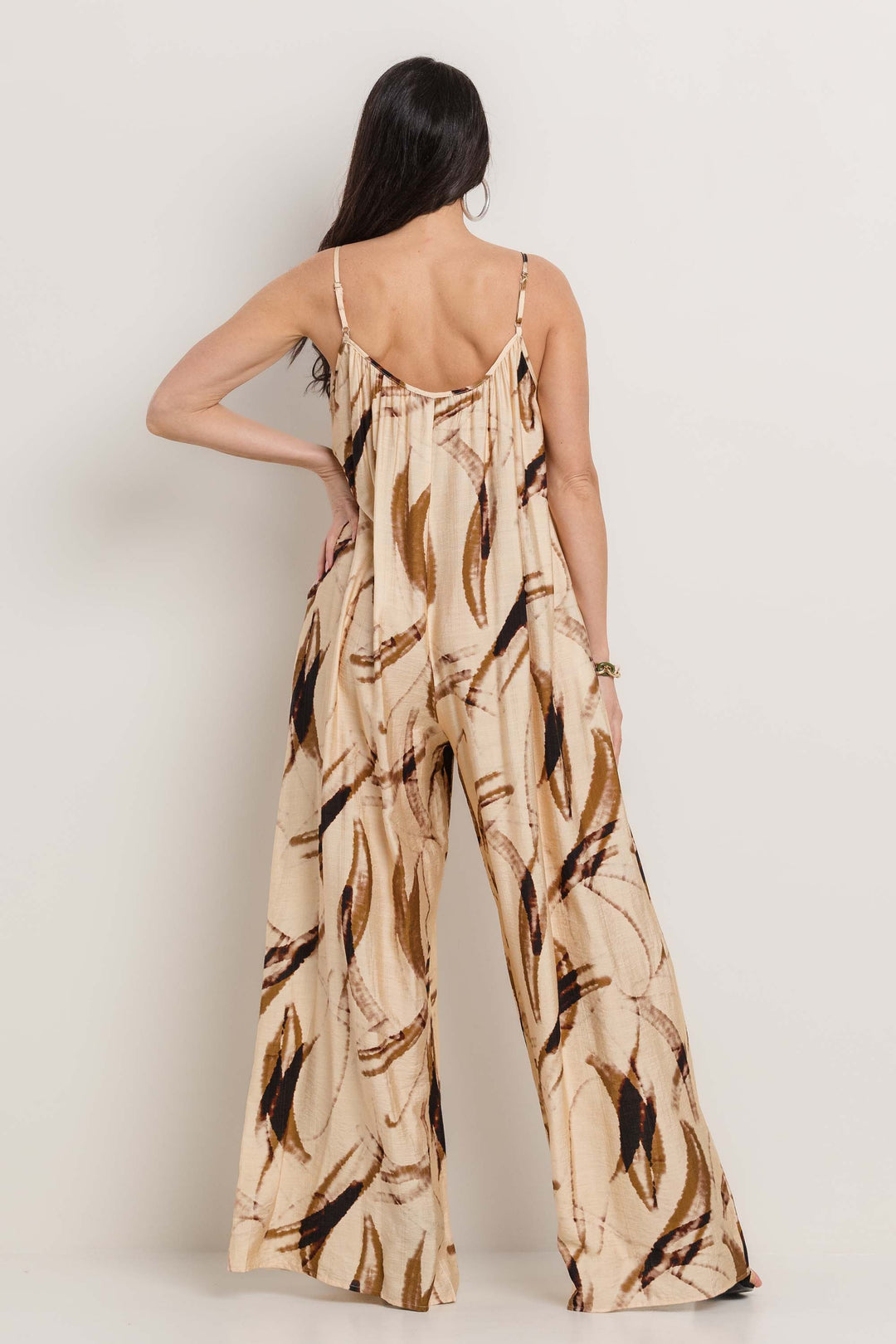 PRINTED SLEEVELESS WIDE LEG  JUMPSUIT