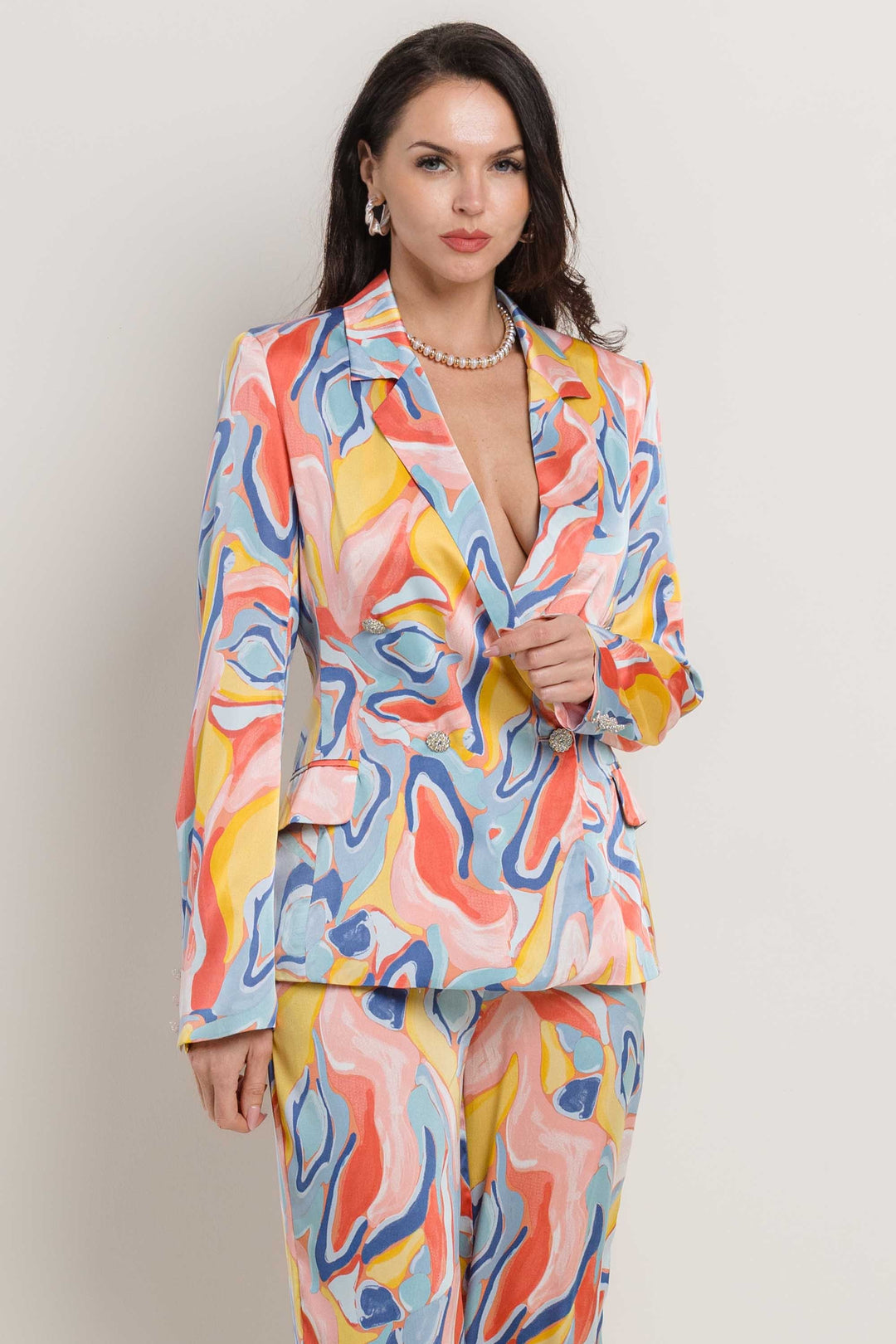 ONE BUTTON PRINTED SUIT SET