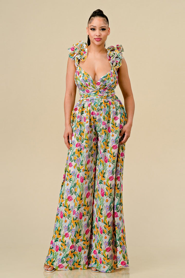 FLOWER PRINTED JUMPSUIT