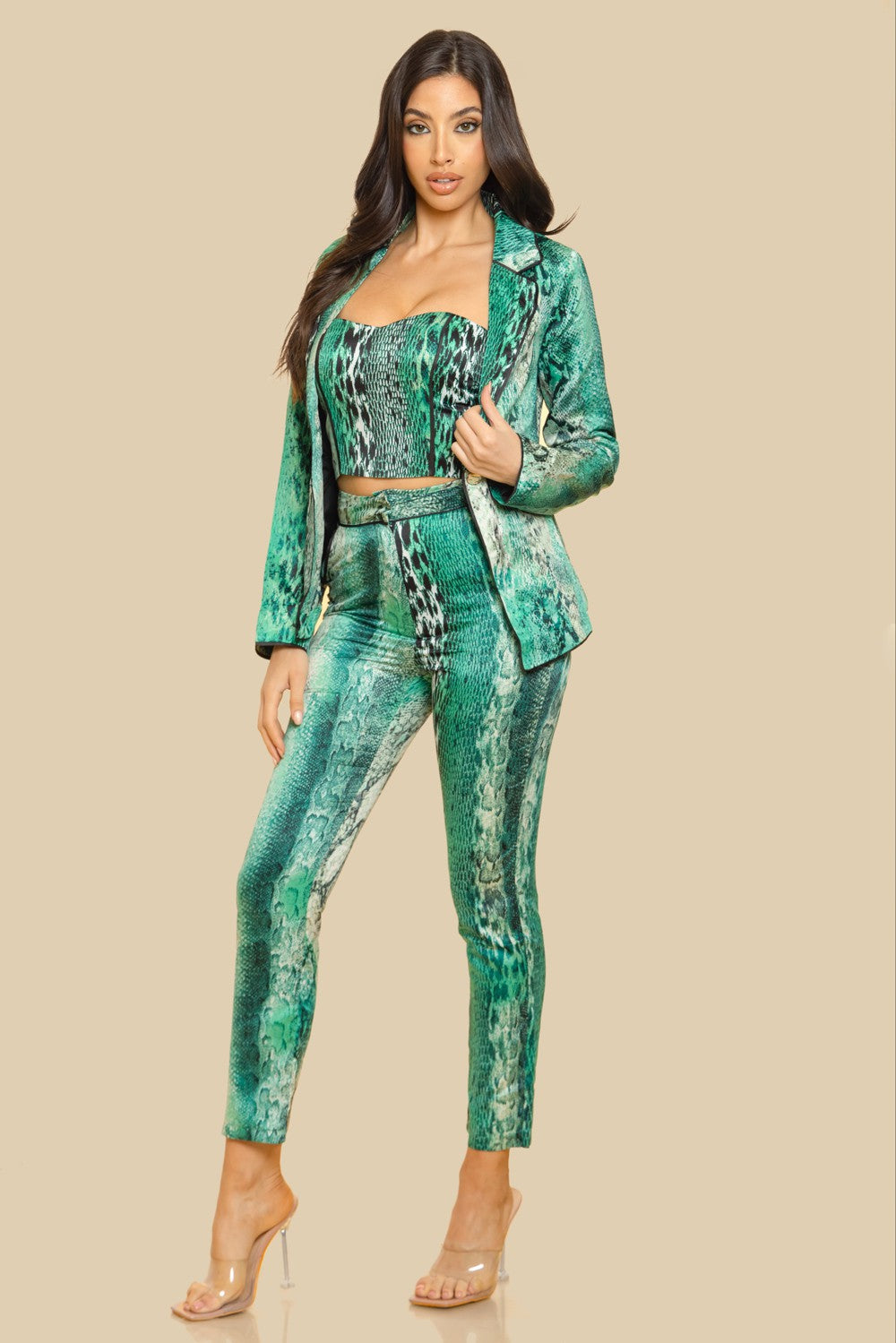 SNAKE PRINT JACKET SET