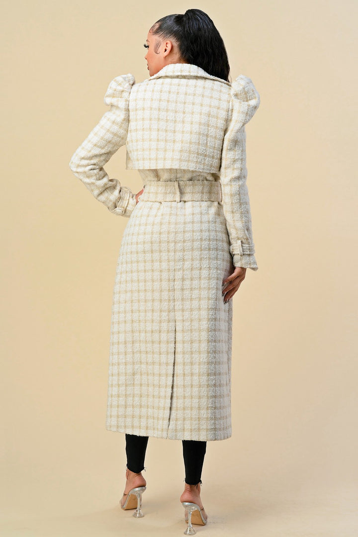 WIDE BELTED TWEED MIDI JACKET