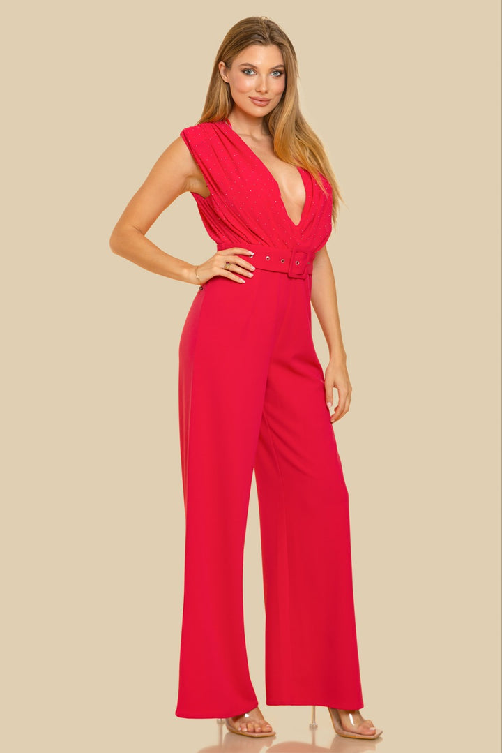 SURPLICE FRONT DROP SHOULDER SLVLESS ROMPER