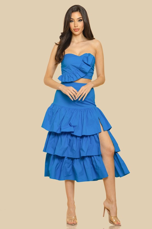 SOLID MAXI RUFFLE SKIRT SETS