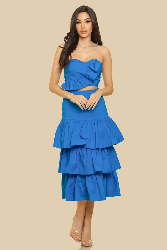 SOLID MAXI RUFFLE SKIRT SETS