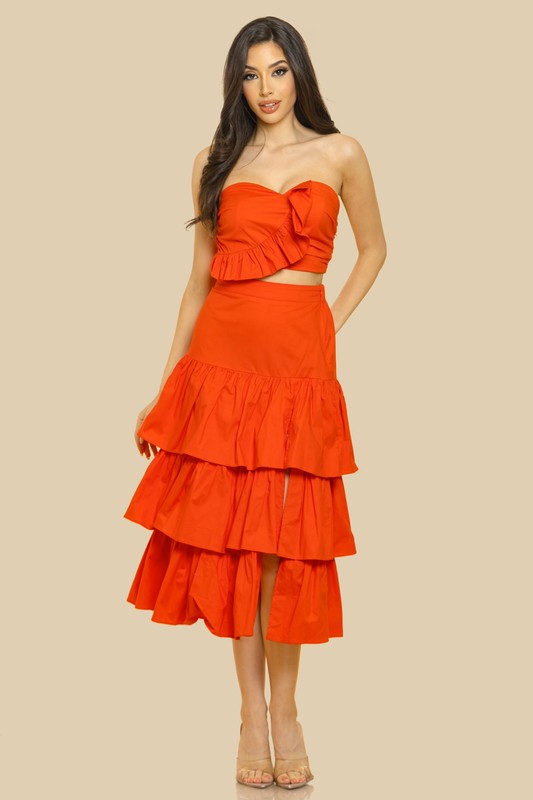 SOLID MAXI RUFFLE SKIRT SETS