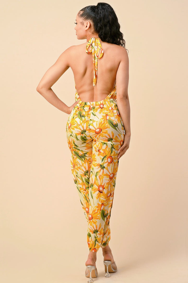 FLOWER PRINT WOVEN JUMPSUIT