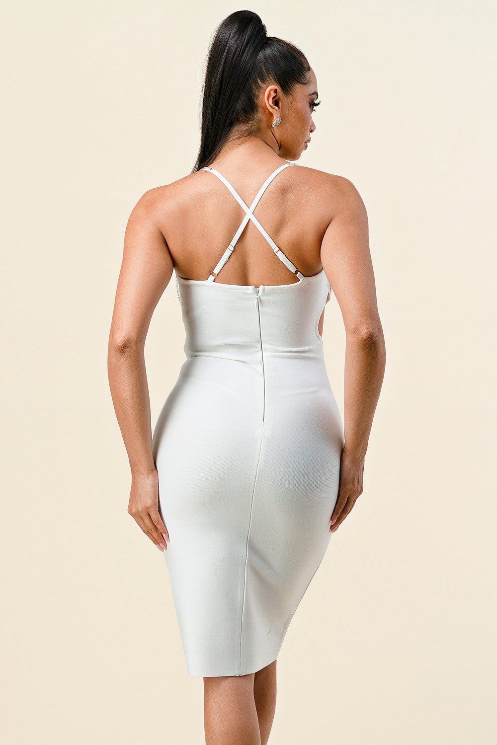 SIDE OPEN SLIT COCKTAIL BANDAGE DRESS