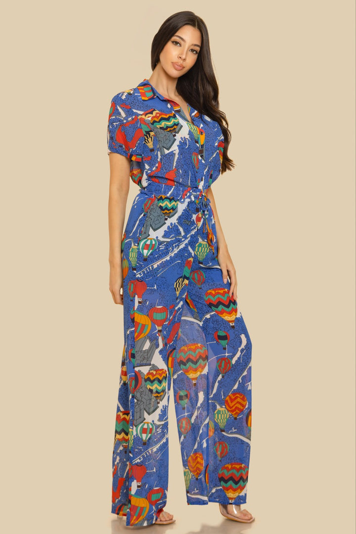 COMIC PRINT FLOWY TOP AND PANTS SET