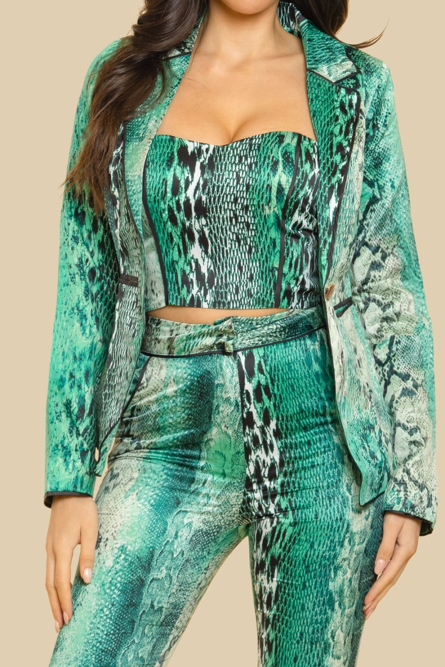 SNAKE PRINT JACKET SET